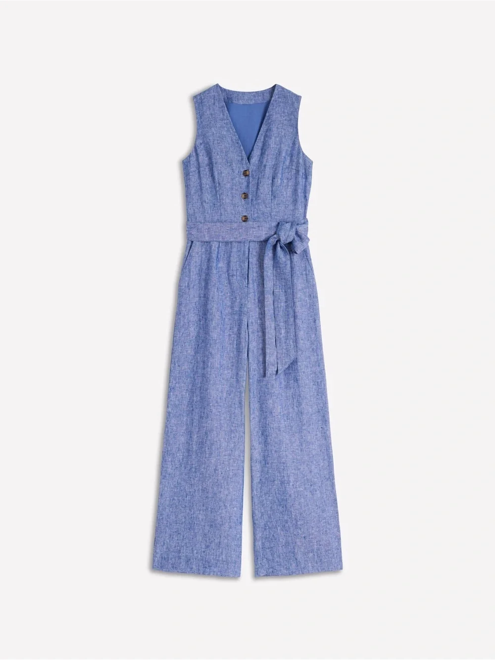 Nwt Boden Laura V-neck Linen Jumpsuit Sz 10R (70)